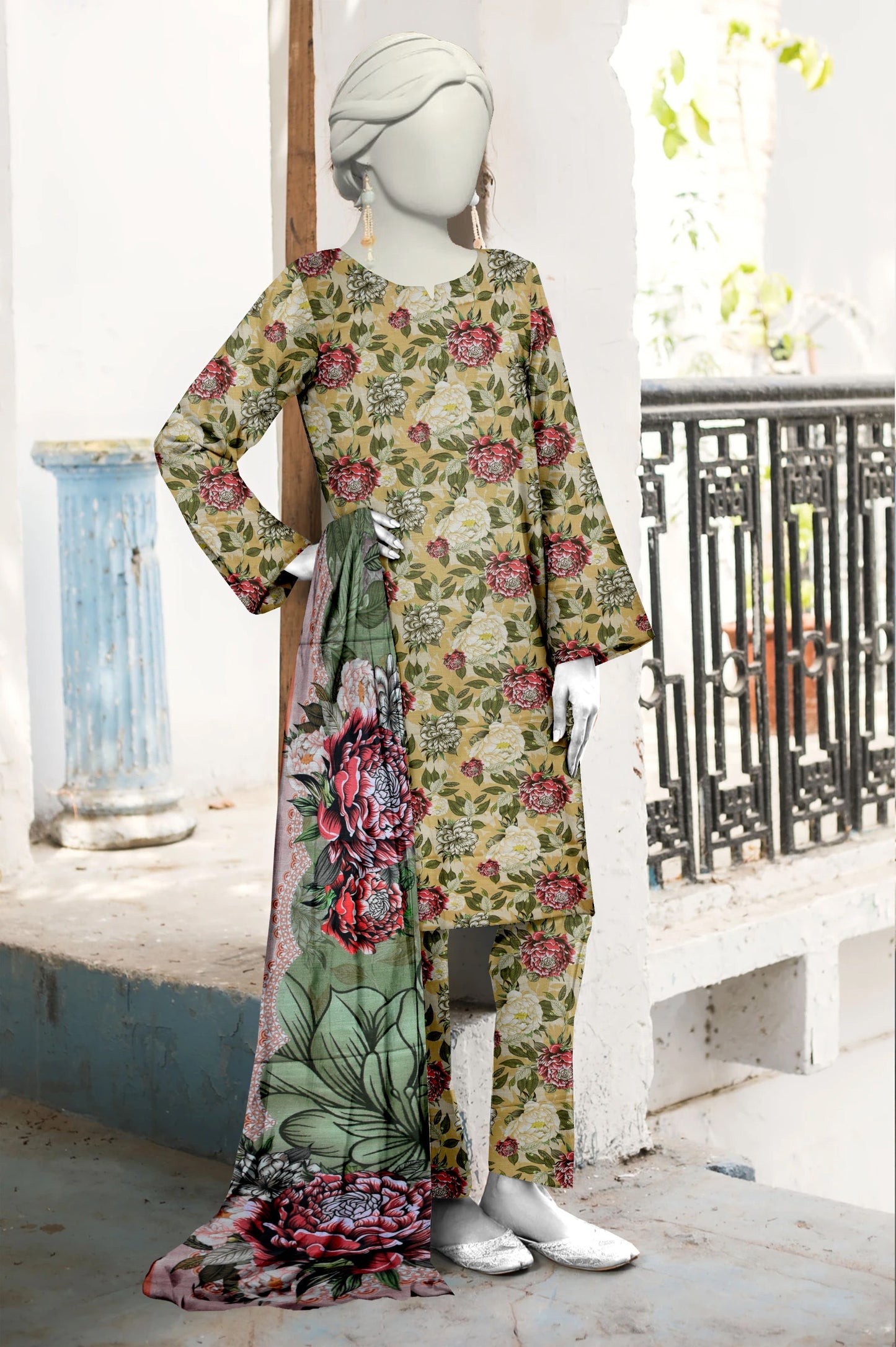 Unstitched Bana Doriya lawn 3 Piece all over