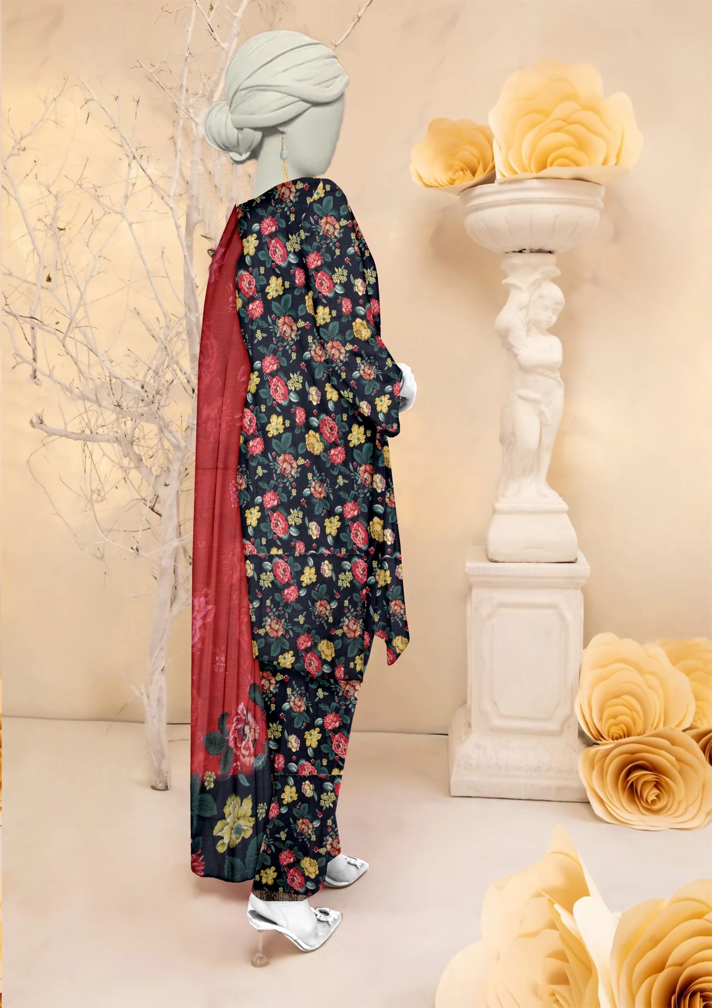 Unstitched Bana Doriya lawn 3 Piece all over