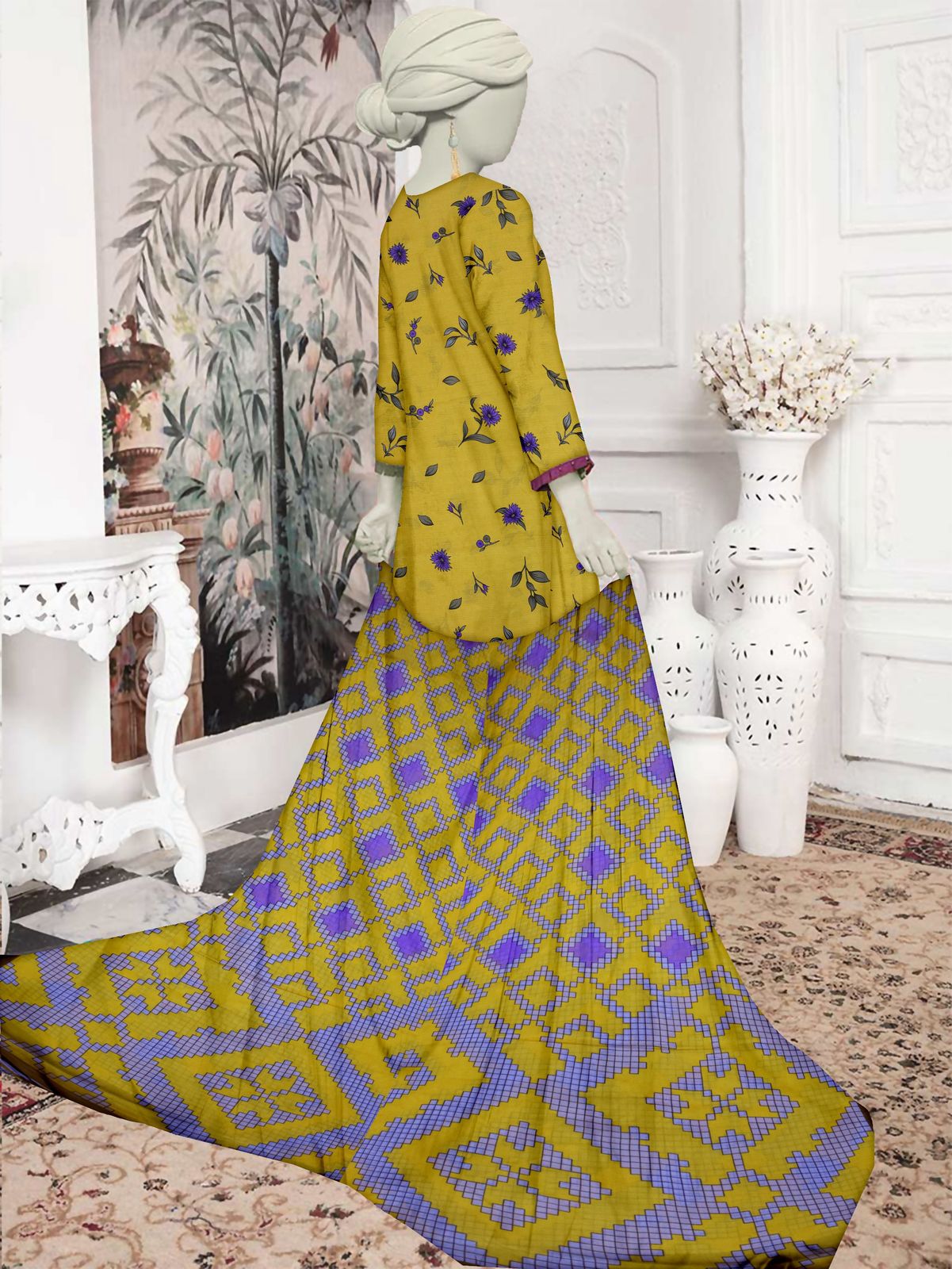 Unstitched Bana Doriya lawn 3 Piece all over