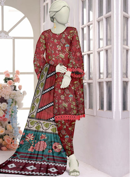 Unstitched Bana Doriya lawn 3 Piece all over