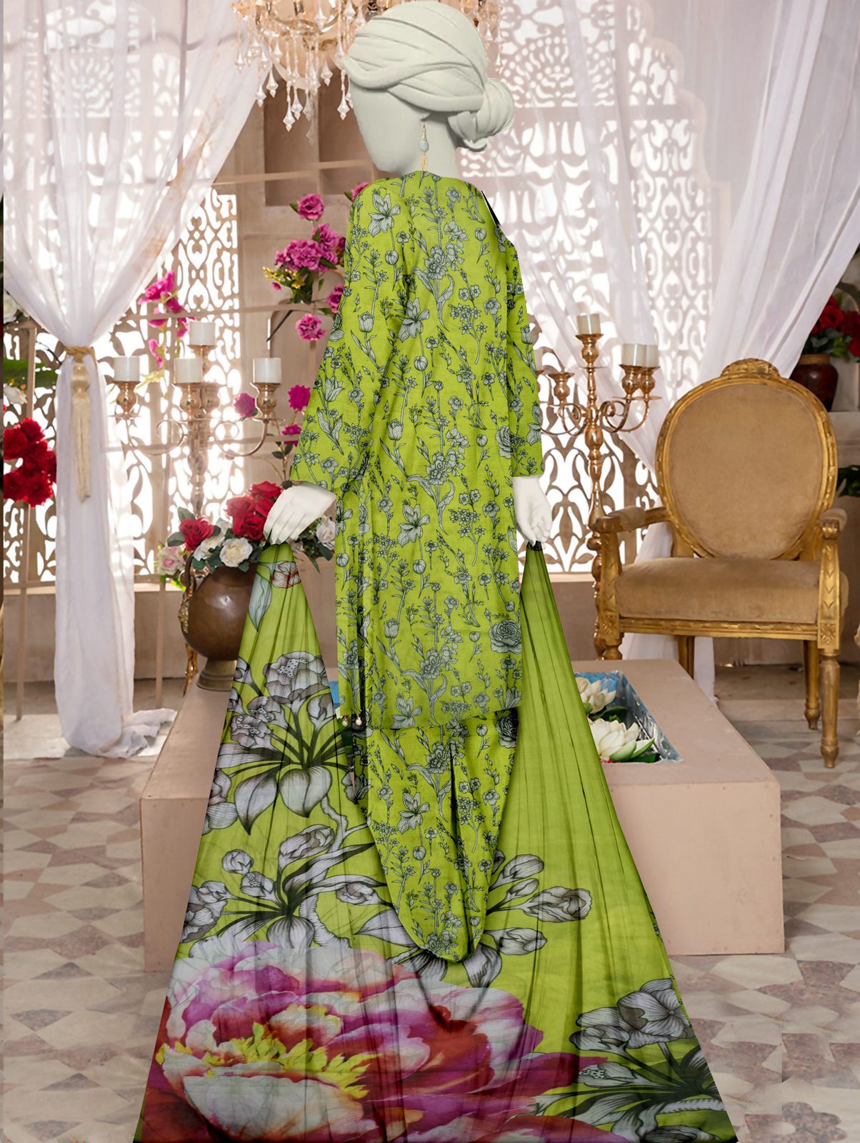 Unstitched Bana Doriya lawn 3 Piece all over