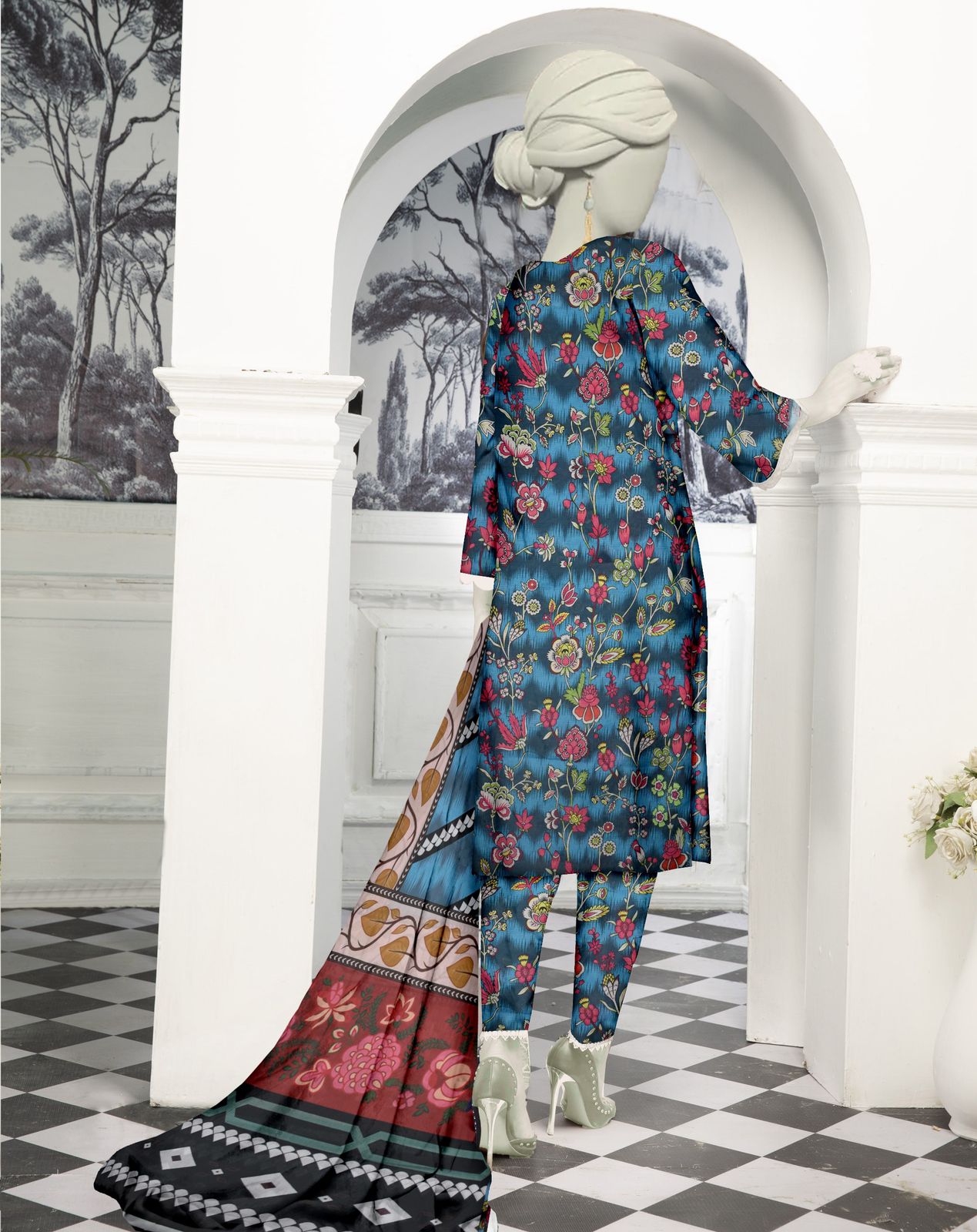 Unstitched Bana Doriya lawn 3 Piece all over