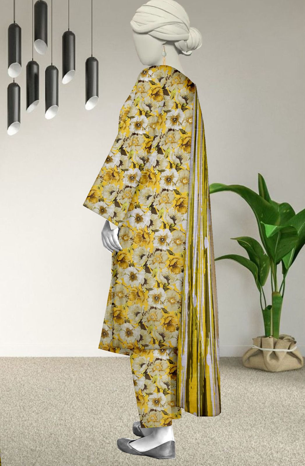 Unstitched Bana Doriya lawn 3 Piece all over