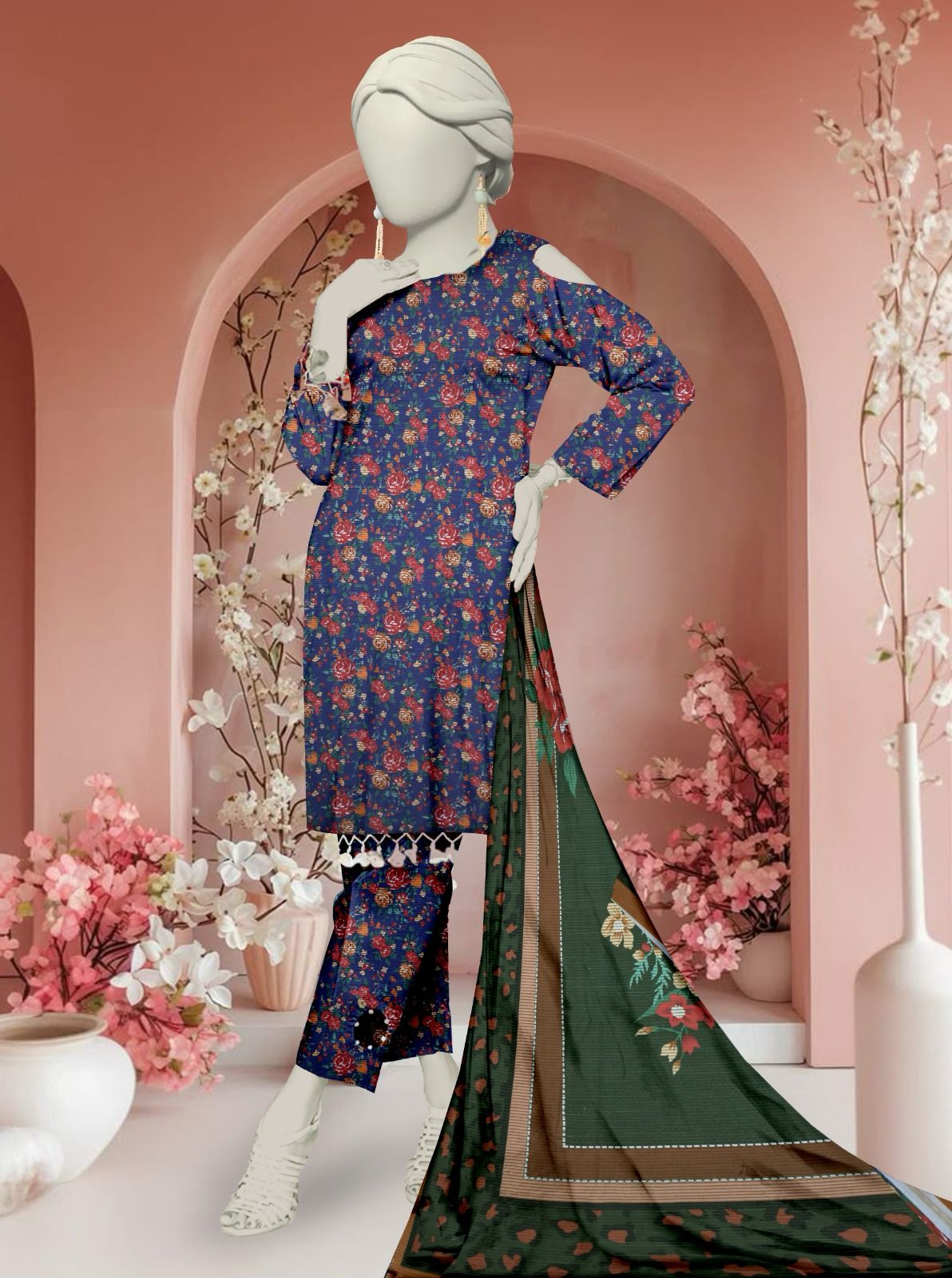 Unstitched Bana Doriya lawn 3 Piece all over