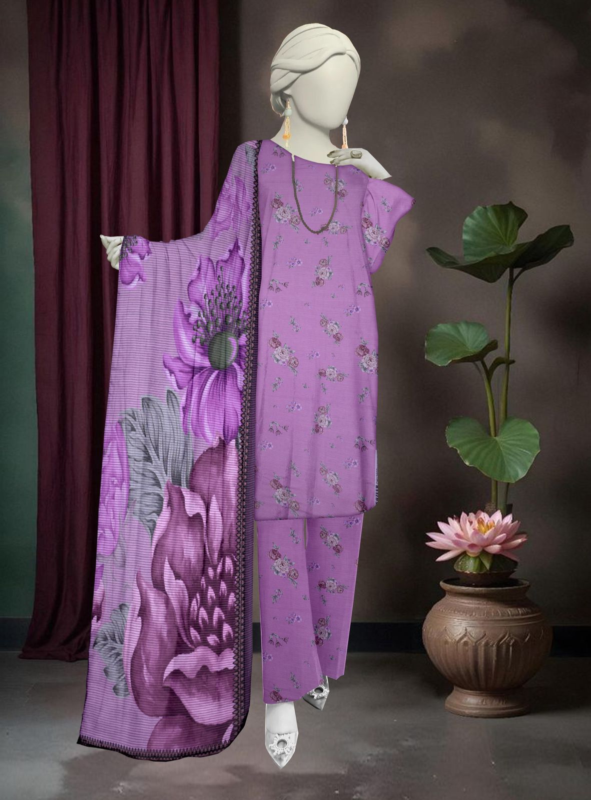 Unstitched Bana Doriya lawn 3 Piece all over