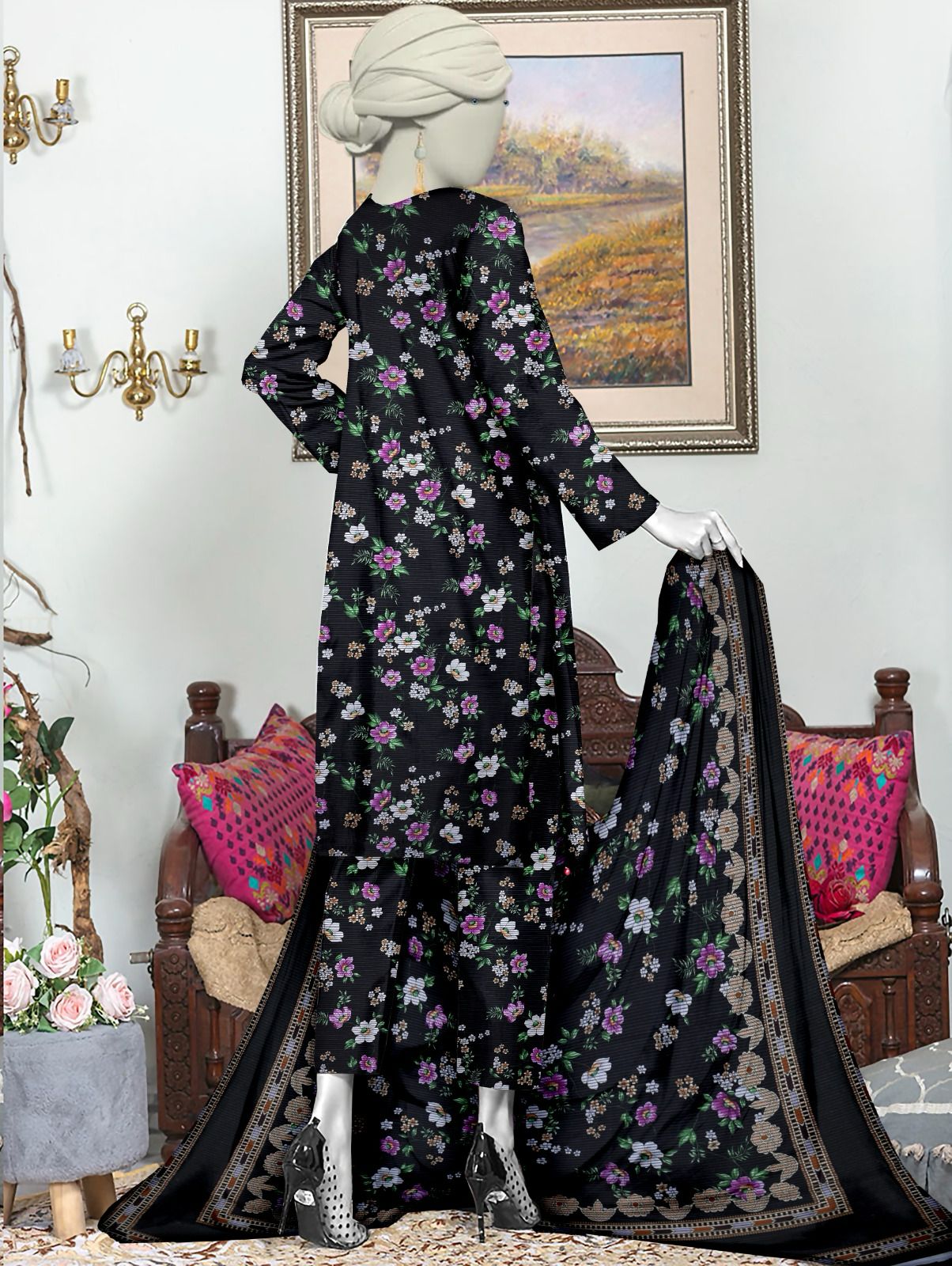 Unstitched Bana Doriya lawn 3 Piece all over