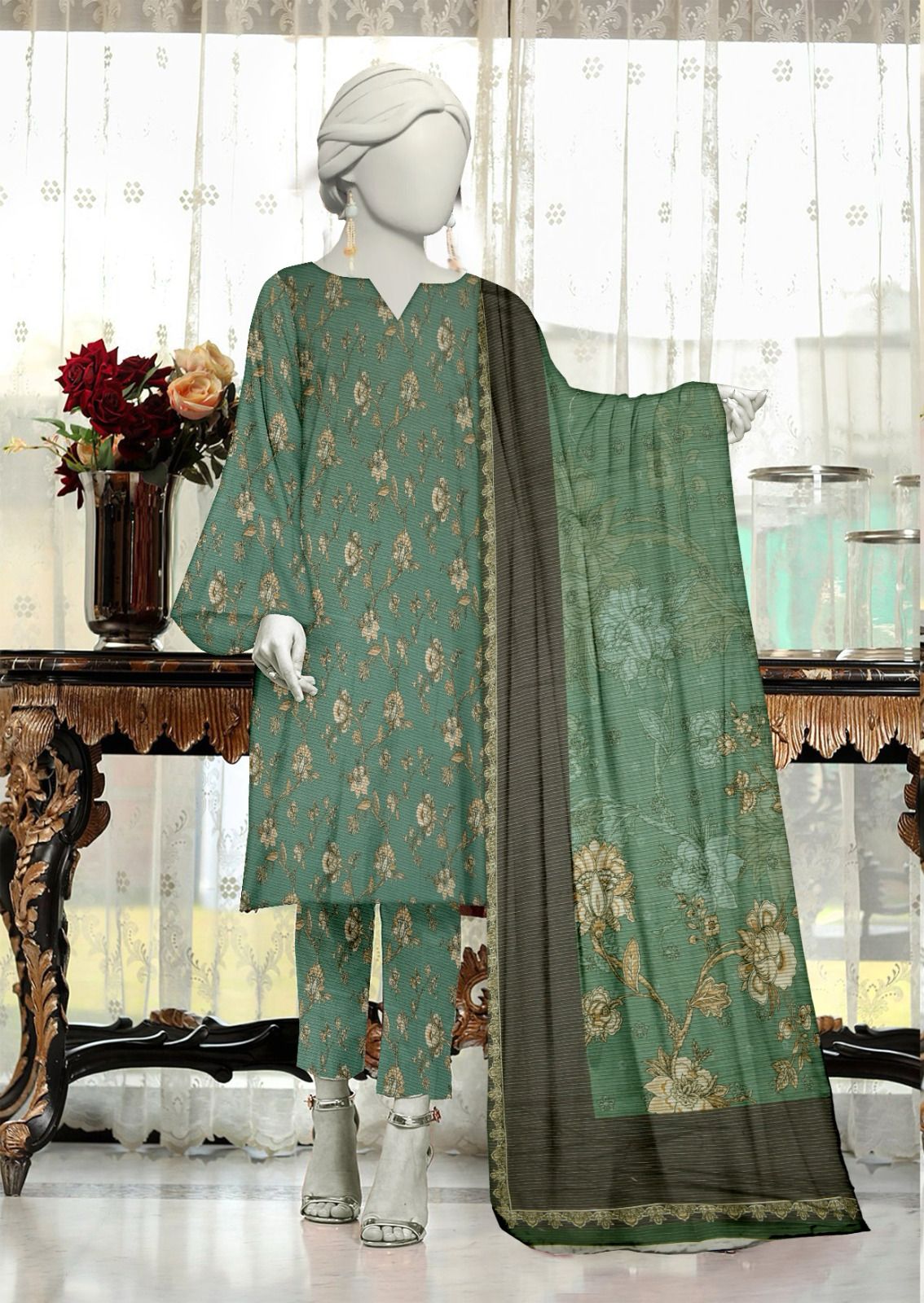 Unstitched Bana Doriya lawn 3 Piece all over