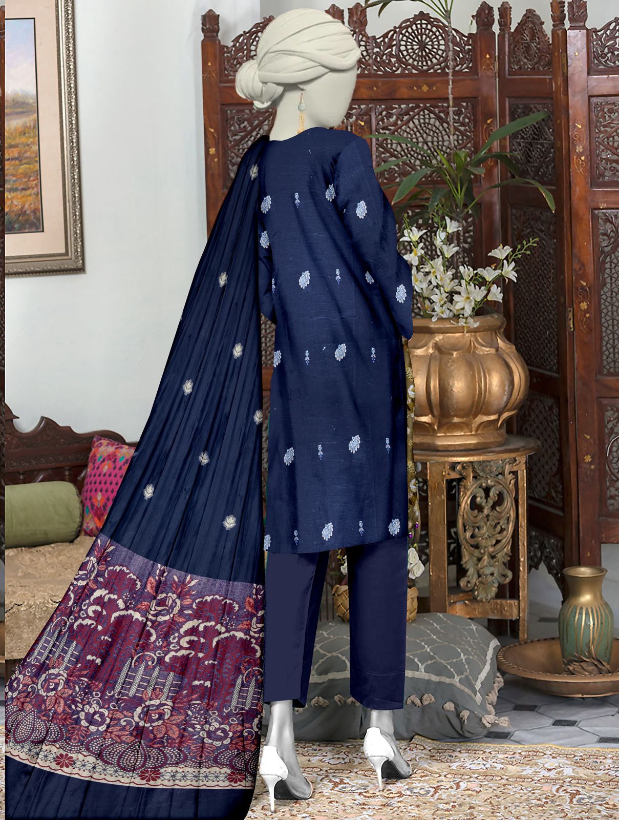 Unstitched Emb Bana Doriya lawn - 3 pcs- vol-02