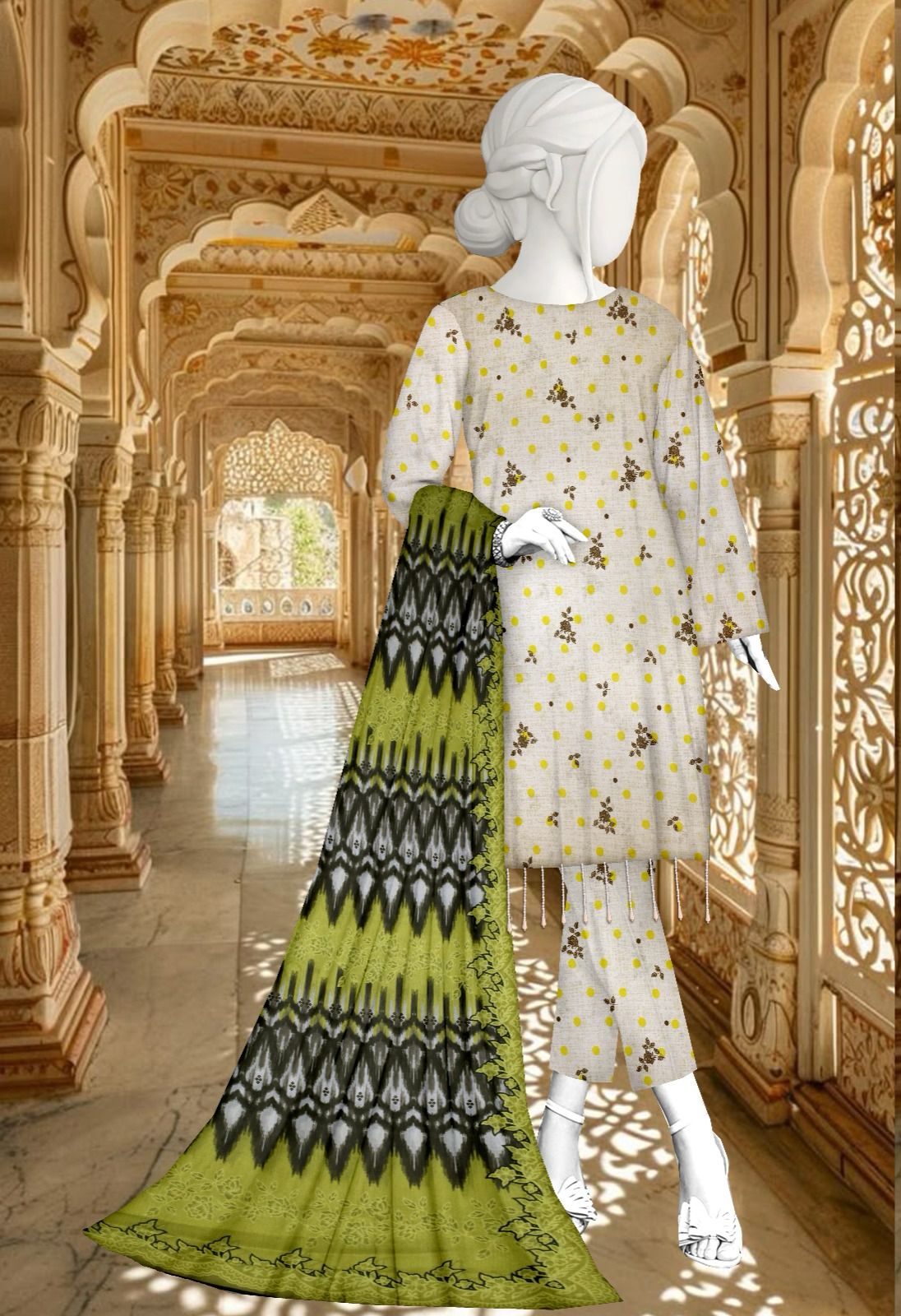 Unstitched lawn Bana Doriya Fancy All over with Tana Dora voil dupatta pcs-3-vol-380