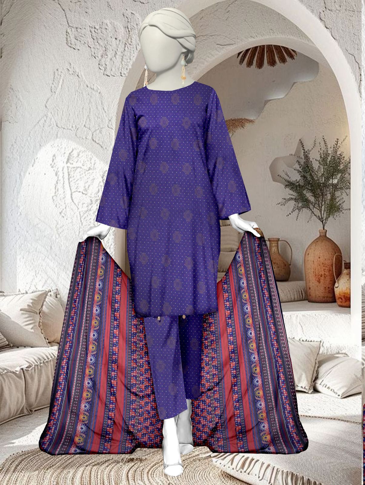 Unstitched lawn Bana Doriya Fancy All over with Tana Dora voil dupatta pcs-3-vol-380