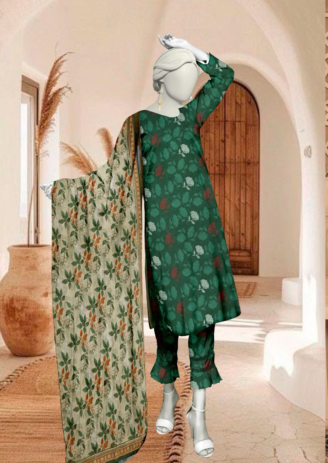 Unstitched lawn Bana Doriya Fancy All over with Tana Dora voil dupatta pcs-3-vol-380